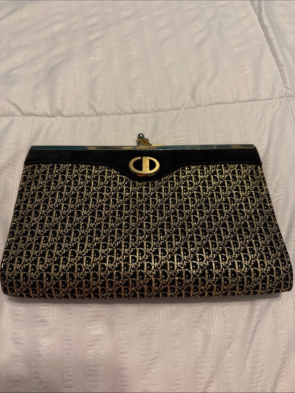Dior Black & Gold Signature Frame Clutch